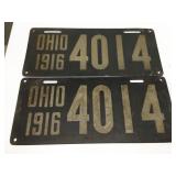1916 Ohio license plate matching set