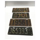 1915 1916, 1917, 1918 Ohio license plates