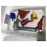 Funnels and grease gun