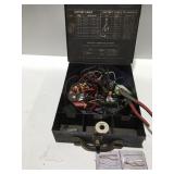 NAPA metal box with electrical tools and items