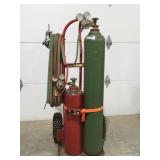 Harris cutting torch acetylene & oxygen tanks