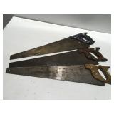 Three vintage wood saws