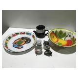 Large platter and bowl, coffee, pot, and more