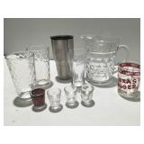 Glass pitcher and glasses