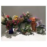vases with fake flowers