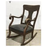 Vintage padded wood rocker
