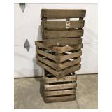 3 wood fruit crates