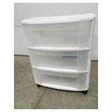 Sterilte 3 drawer plastic storage bin on wheels