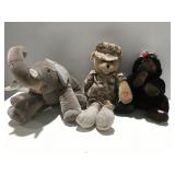 3 stuffed animals