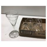 5 etched glass stemware