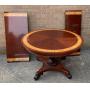 Mahg. ped. table, band inlay w/2 leaves