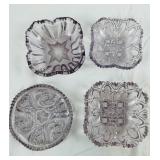4 Vintage Pressed Glass Trays Bowl Sun Glow