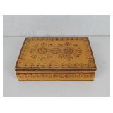 Antiq Pyrography Wooden Trinket Box