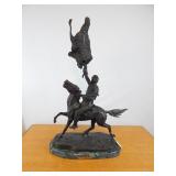 Remington Indian Bronze Sculpture 'Buffalo Signal'
