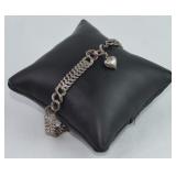 Sterling 925 Silver 9' Bracelet w/ Heart