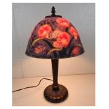 Vintage Style Reverse Painted Glass Shade Lamp