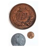 Large Indian Penny Plaque Mercury Dime etc