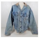 Vtg Levis Trucker Denim Jacket Leather Collar Sz L