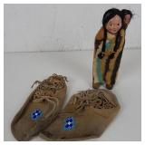 Native Indian Skookum Doll & Child Moccasins