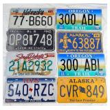 Vintage License Plates AK, MO, OR, TX, NE
