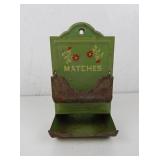 Vtg Wall Mounted Tin Matchbox Match Holder