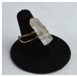 Raw Clear Quartz Crystal Ring, Handmade