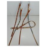 Lot (5) Vtg Beaded Western Leather Belts