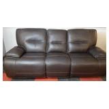 Beautiful Dark Brown Leather Sofa with Recliners