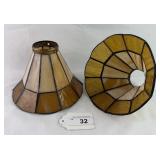 Set of 2 Antique Caramel Slag Glass Lamp Shades