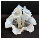 BEAUTIFUL Fenton White Opalescent 3 Horn Epergne