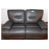 Beautiful Dark Brown Leather Love Seat Recliner