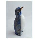 Blue Lapis Lazuli Penguin White Marble Brass Beak