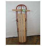 Vintage Snow Sled  Metal Frame Oak Slats