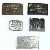 Vtg Winchester, Remington, Colt, NRA Belt Buckles