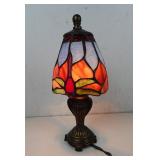 Tiffany Style Dragonfly Glass Brass Small Lamp