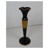 Elegant Black Amethyst Glass Gilded Trim Bud Vase