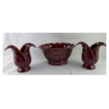 Vintage Camark Pottery Planter & (2) Tulip Vases