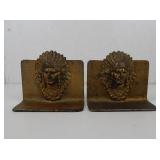 Native American Indian Chief Cast Iron Bookends
