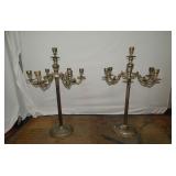 (2) Victorian Style Floor Stand Brass Candelabras