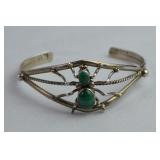 Vtg 925 Native American Navajo Bracelet Malachite