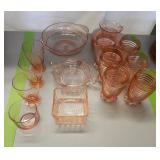 (20) Pink Depression Hocking Manhattan Glass etc