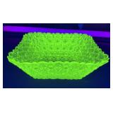 Vintage Daisy Button Yellow Uranium Glass Dish