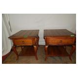 (2) Distressed Oak End Tables