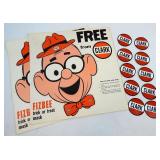 Vtg Clark Gas Station Fizbee Masks, Stickers