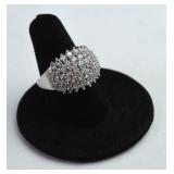 925 Sterling Silver CZ Ring Cluster Cocktail