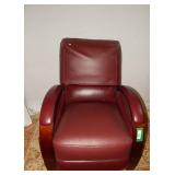 Simulated Red Leather Reclining Armchair