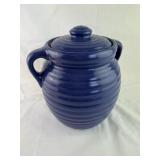 Vintage Cobalt Blue Lidded Bean Pot Stoneware