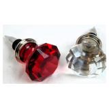 Vintage Glass Wine Bottle Stoppers Ruby Red/Clear
