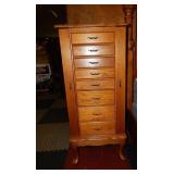 Tall Oak Jewelry Case Cabinet