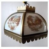 Vtg Currier & Ives Winter Scenes Hanging Lamp